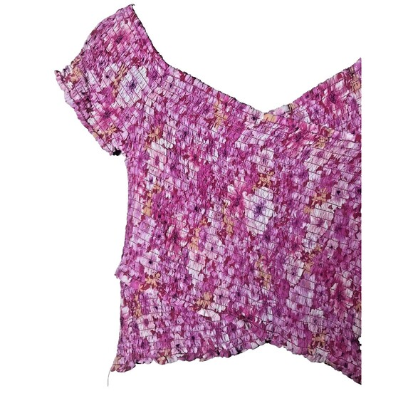 NWT BB Dakota Steve Madden Woman's Bright Rose Floral Compass Smocked Top Size M - Picture 5 of 12